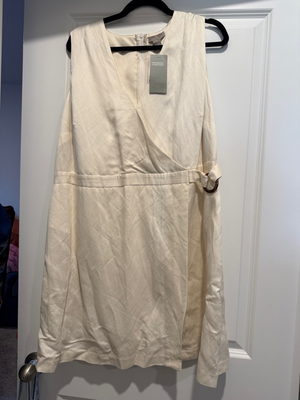 H&M Cream Sleeveless Wrap-Style Midi Dress